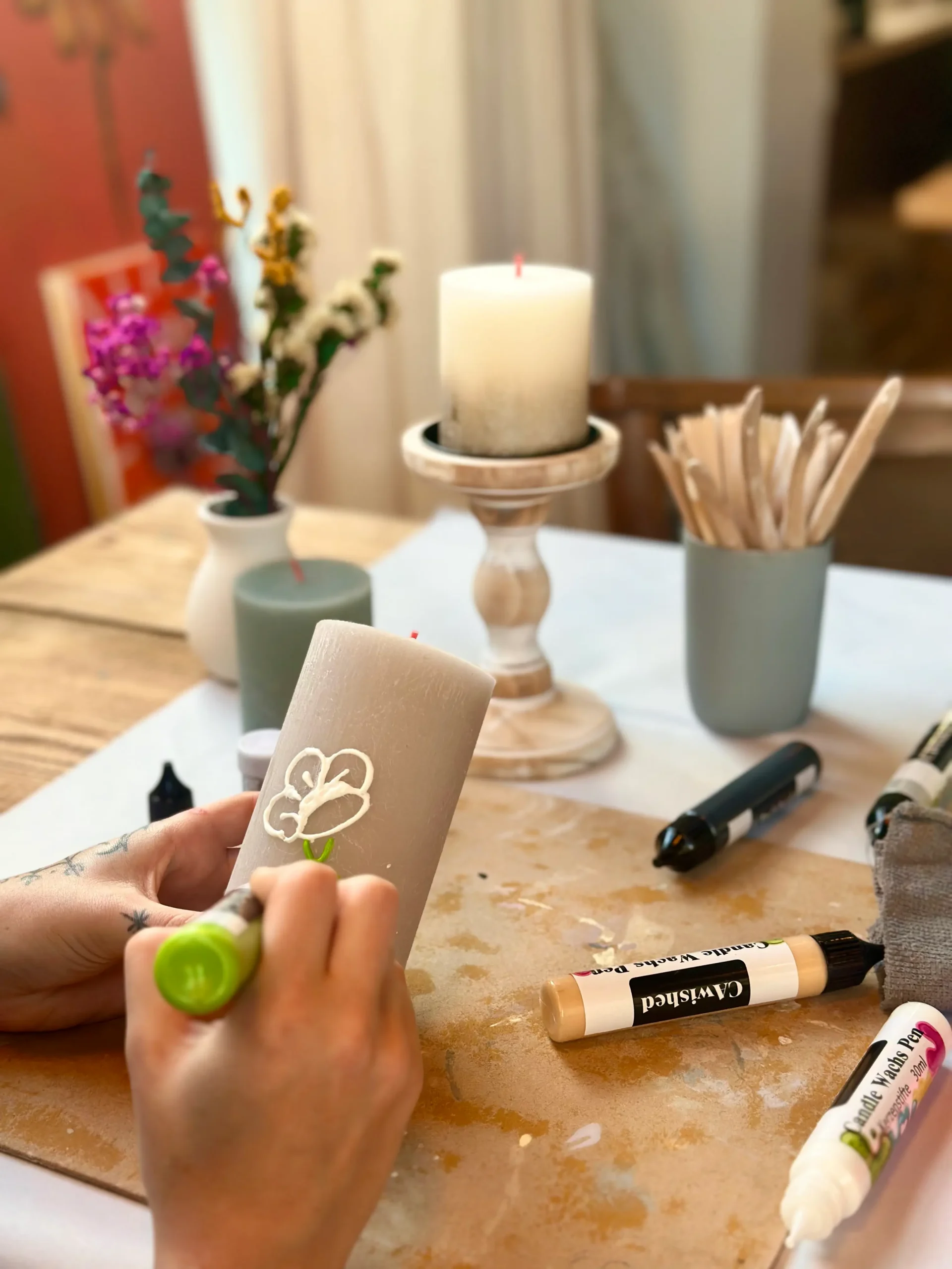 Candle decorating workshop at The Purple Owl