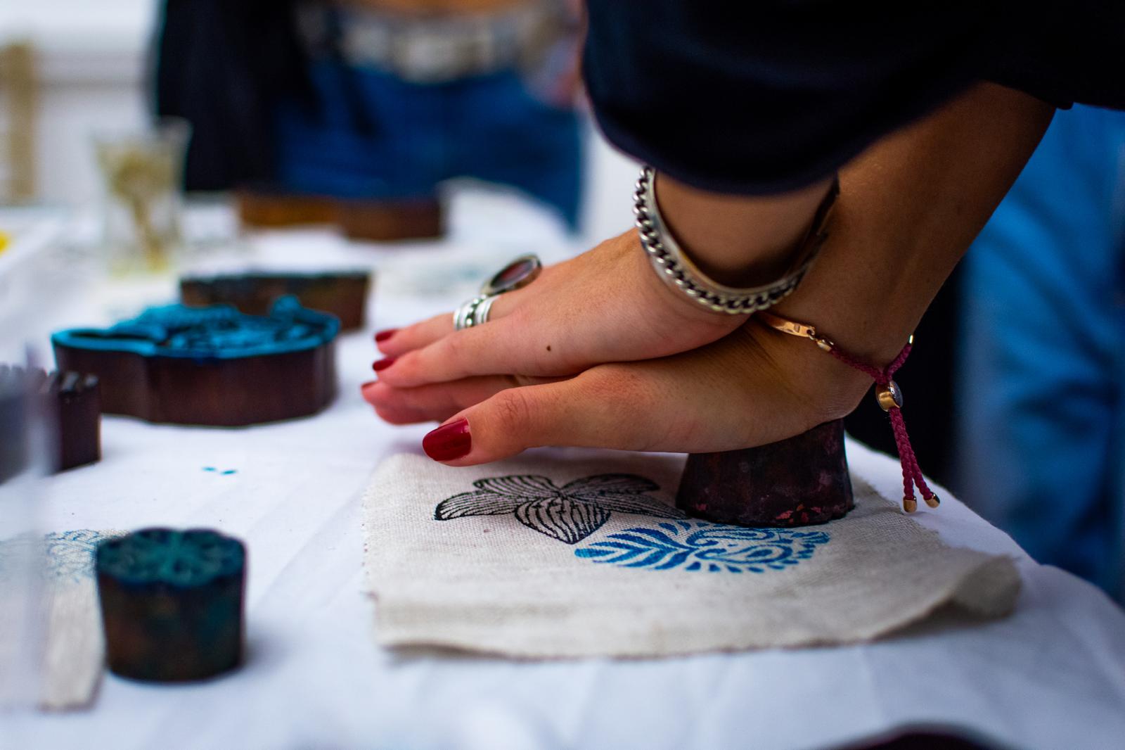 Block printing workshop at The Purple Owl