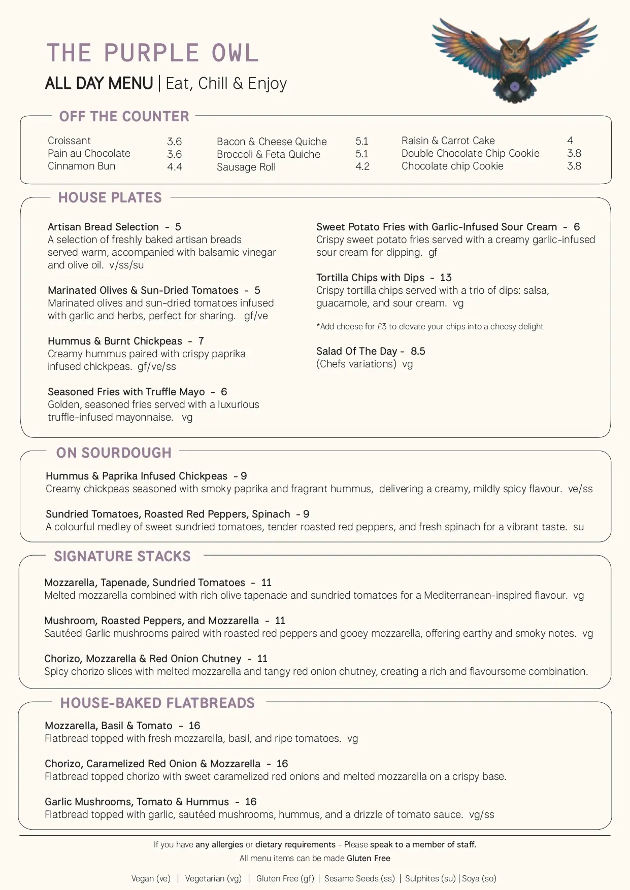 All Day Food Menu Page 1